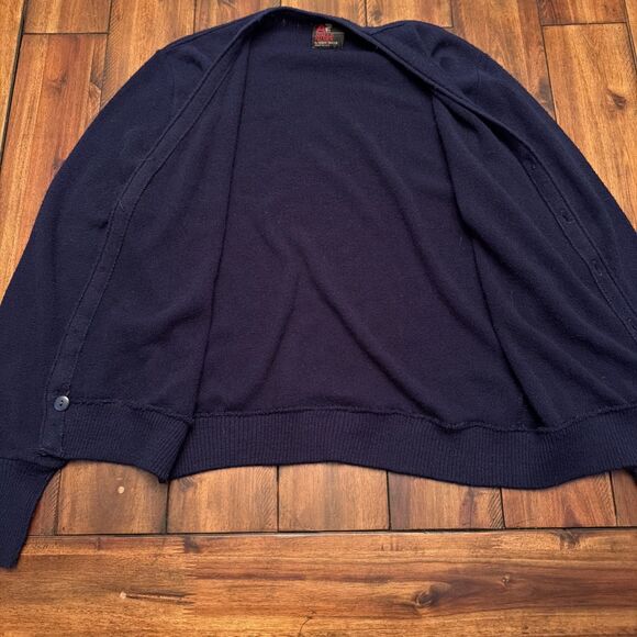 Vintage Arnold Palmer Robert Bruce Sweater Mens Medium Tall Navy Cardigan USA - Picture 3 of 6